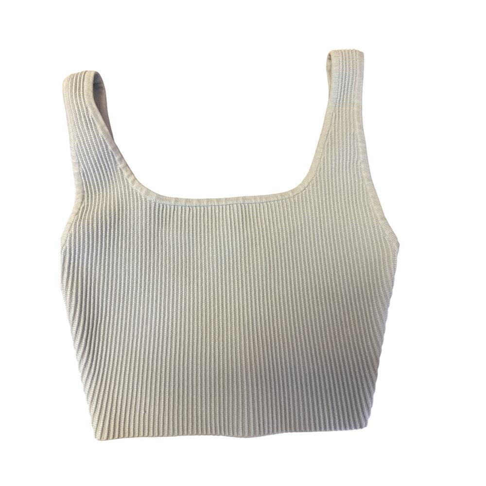 Aritzia Babaton Sculpt Knit Square Neck Cropped Tank Top Pale Blue Womens 2XS